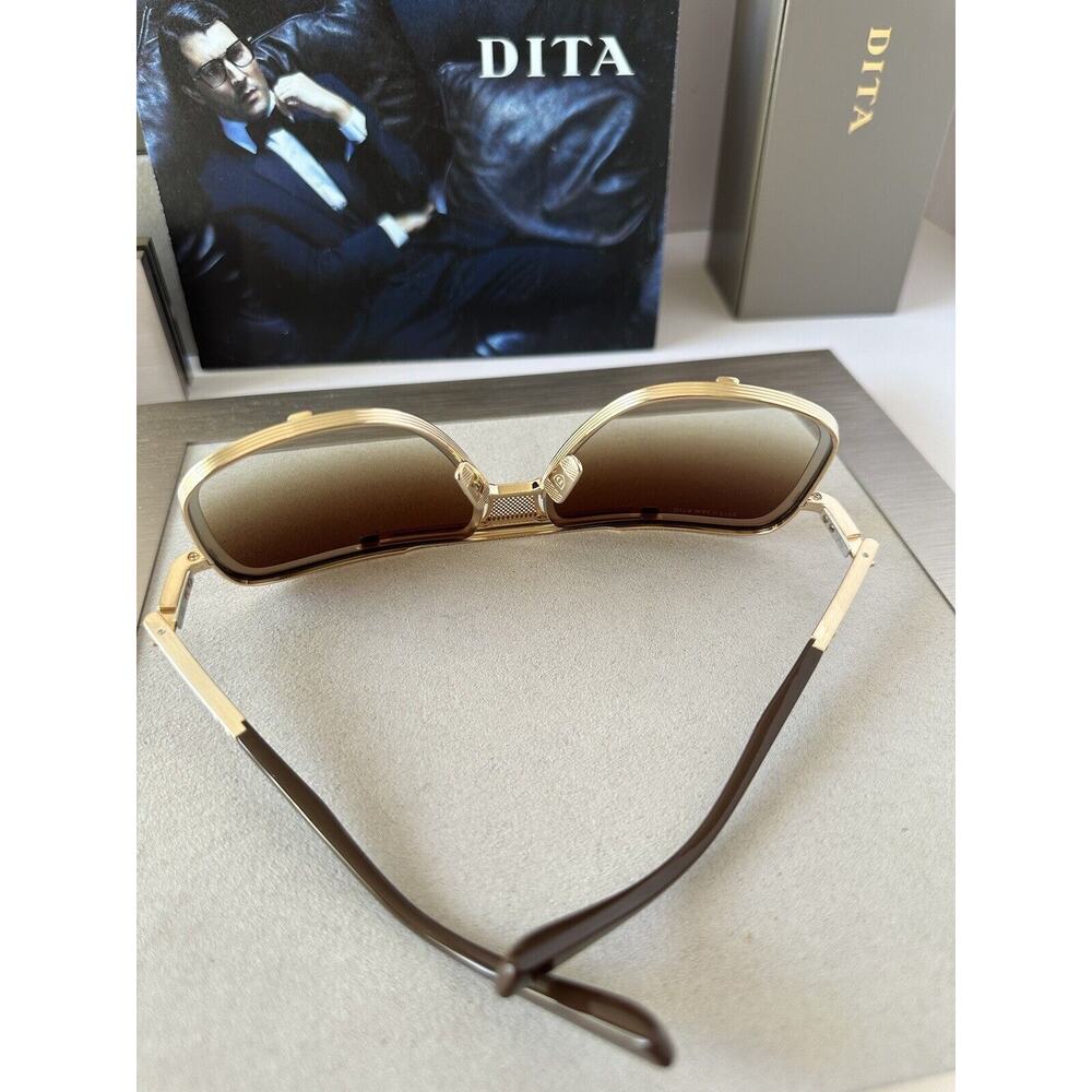 MACH-FIVE DRX-2087-I GLD BRN BRUSHED WHITE GOLD-BROWN GRADIENT SUNGLASSES - Picture 8 of 10